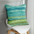 thumbnail image 2 of Throw Pillow Covers Home Decor Set of 4 Pillow Cases Decorative 18 x 18 Inches Cushion Couch Sofa Pillowcases Watercolor Blue Green Stripe Paint Wave, 2 of 6