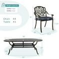 thumbnail image 3 of MEETWARM 9-Piece Outdoor Patio Dining Set, 8 Outdoor Dining Cushioned Chairs and 1 Oval Table with 2.2" Umbrella Hole, All Weather Cast Aluminum Patio Funiture Set for Backyard, Patio, Navy Blue, 3 of 7