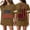 Brown, variant on Usa Flag Tunics Women 1776-2026 Red White and Blue Short Sleeve V Neck Shirts Stars and Stripes 250th Anniversary Loose Tops M
