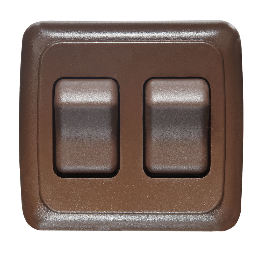 RV Designer S633 Contoured DC Wall Switch On/Off Double, Brown