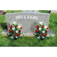 thumbnail image 3 of Sets Artificial Cemetery Flowers,Outdoor Grave Decorations Roses,Beautiful Arrangements Bouquet with Cemetery Vase,Lasting and Non-Bleed Colors (Light Pink), 3 of 5
