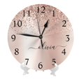 thumbnail image 2 of Reloj de pared de metal con purpurina dorada rosa, silencioso, de 10 pulgadas, estilo rústico retro, decorativo para sala de estar, cocina, hogar, baño y dormitorio, 2 of 7