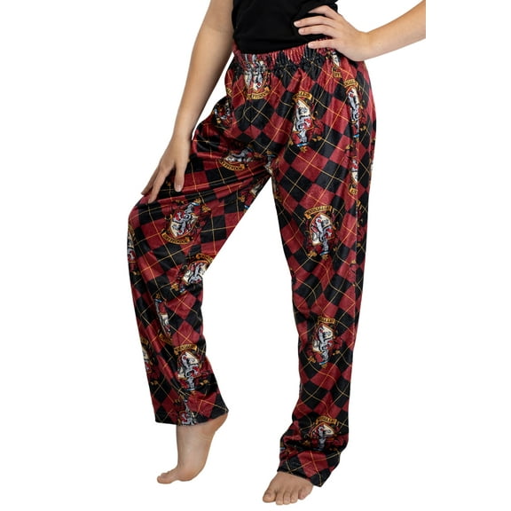 Harry Potter Girls' Hogwarts Houses Crest Plaid Lounge Pajama Pants Sleepwear Gryffindor Slytherin Hufflepuff Ravenclaw