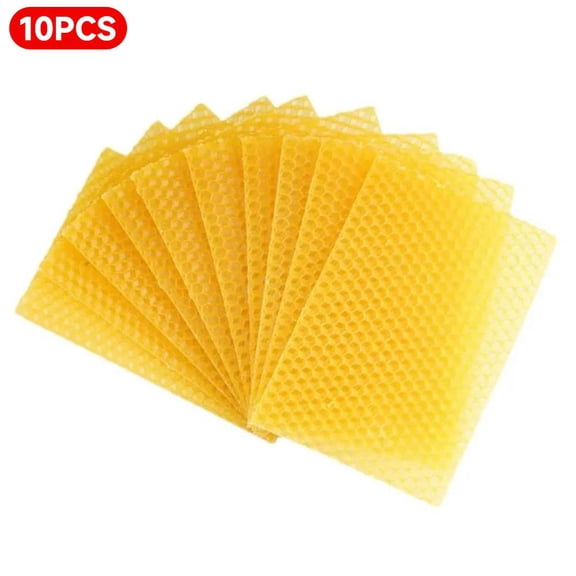 10Pcs Natural Beeswax Sheets Honeycomb Sheet Hive Cell Frame Wax Foundation for Candle Making Craft Beekeeping DIY Supplies