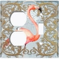 thumbnail image 4 of Metal Light Switch Plate Outlet Cover Elegant Flamingo Frame Blue Gray Damask FGO012, 4 of 13