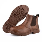 Mens Leather Work Shoes Water Resistant Steel Toe Safety Shoes Oil Resistant Construction for Working