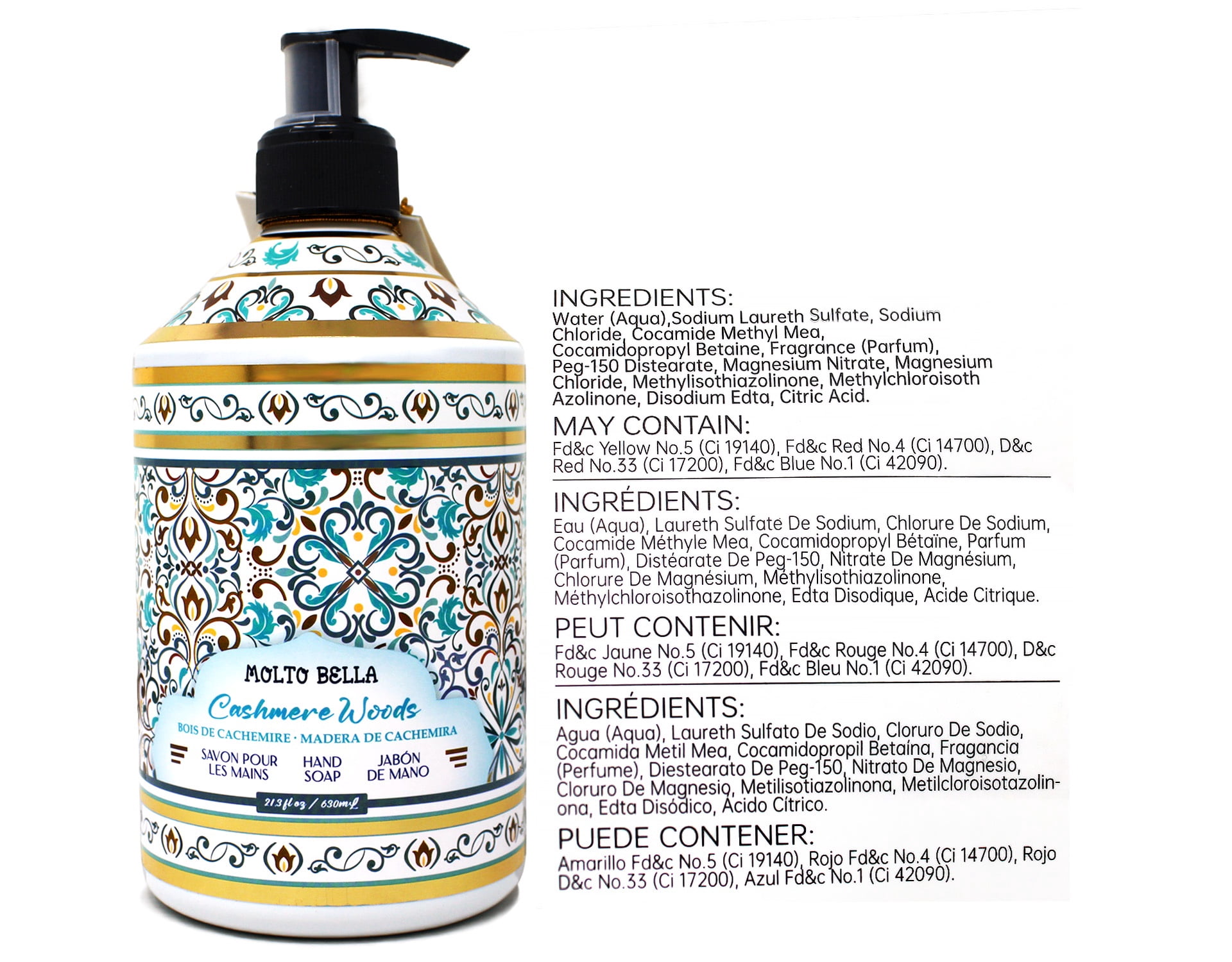 Molto Bella Hand Soap, Cashmere Woods, 21.3 fl oz Pump Bottle 2 Pack