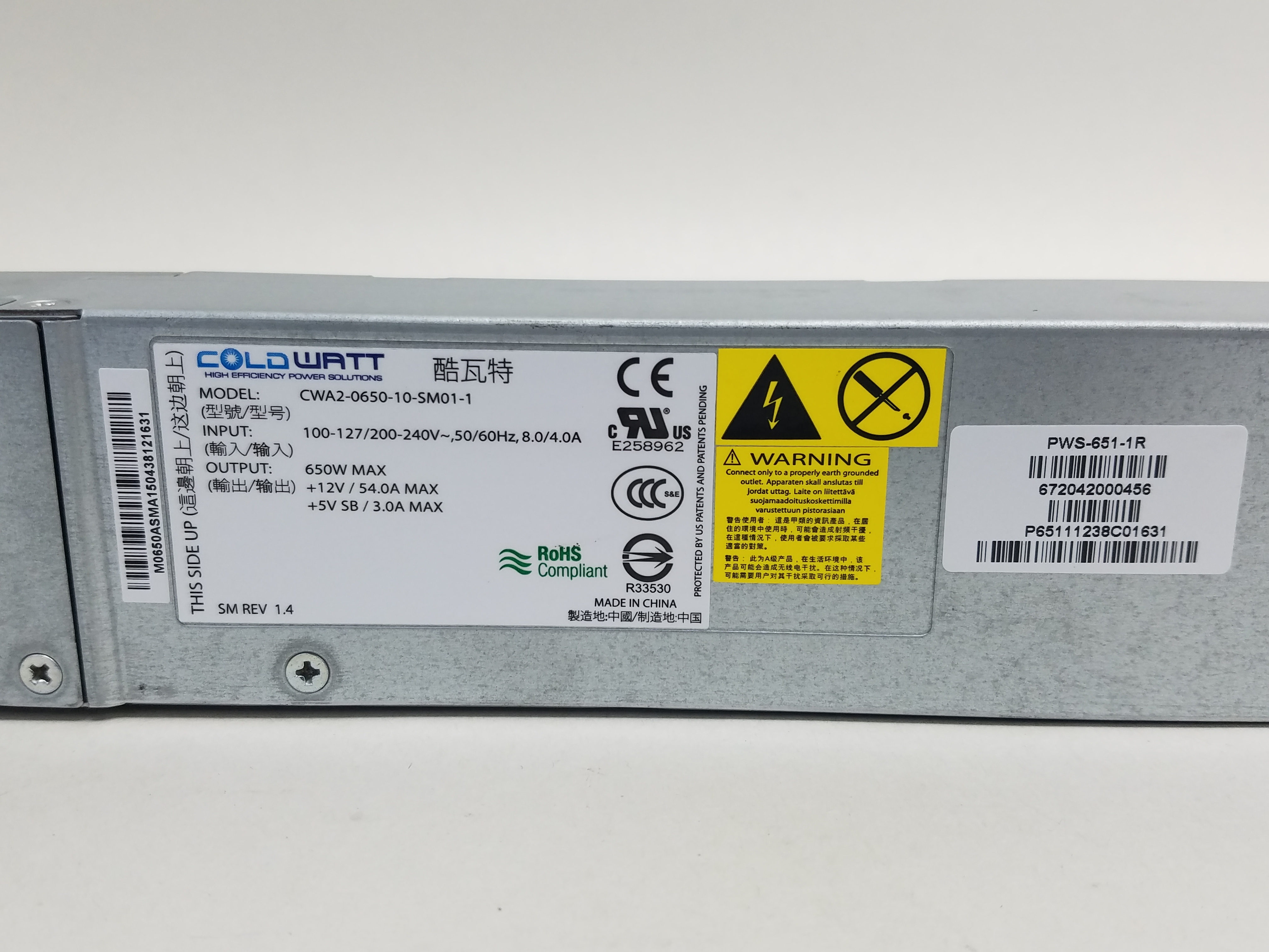 Coldwatt CWA2-0650-10-SM01 650W Power Supply Supermicro PWS-651-1R