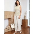 thumbnail image 4 of DARING DIVA Women's Stylish Linen Sleeveless Crew Neck Button Down Waistcoat L Apricot, 4 of 7