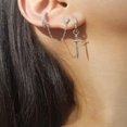 thumbnail image 4 of Guardurnaity Pendientes colgantes llamativos, estilo minimalista y exquisitos pendientes de aro con forma de daga, pendientes de espada Ropa, zapatos y accesorios Miscelánea Oro blanco, 4 of 6