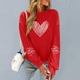 thumbnail image 5 of Enjoytime Valentine's Day Oversized Sweatshirt for Women Cute Heart Printed Long Sleeve Tops Casual Loose Crewneck Sweatshirts Red M, 5 of 7