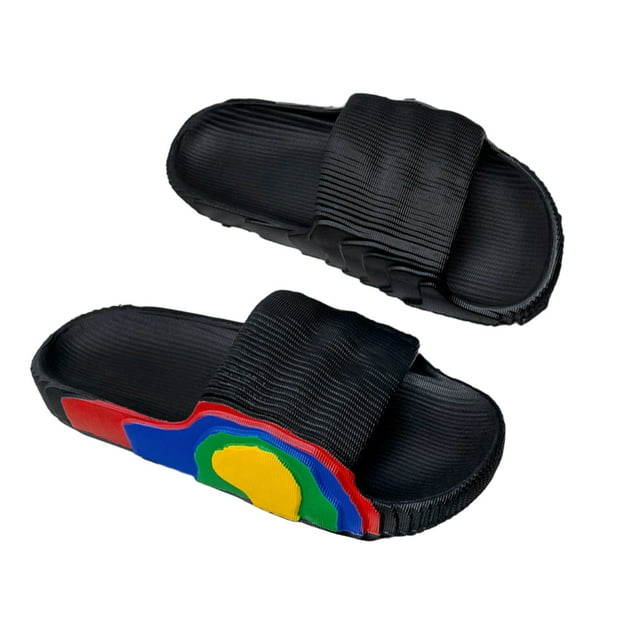 Sonducket 1 par de chanclas para hombre y mujer, zapatillas portátiles de estilo informal con punta abierta para caminar en la playa, sandalias Calzado Negro Tamaño 37-38