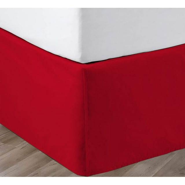 SGI Bedding 11 Inch Pleated Bed Skirt | Microfiber Bed Skirt | Fade Resistant, Wrinkle Free, Anti-static, Decorative, Extra Storage Space, Clutter-Free | Full, Blood Red