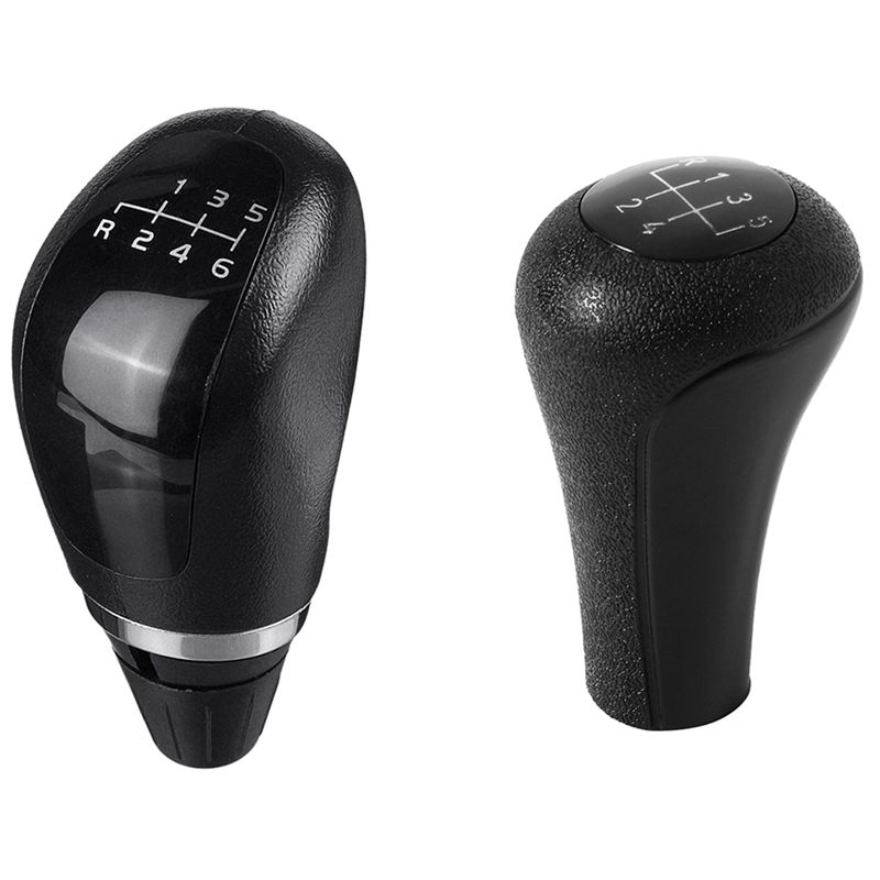 5 Speed Manual Plastic Gear Shift Knob 12mm Stick Hole (Black) with Car