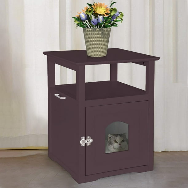 Decorative Cat House Side Table Pet Nightstand Crate Cat Litter Box