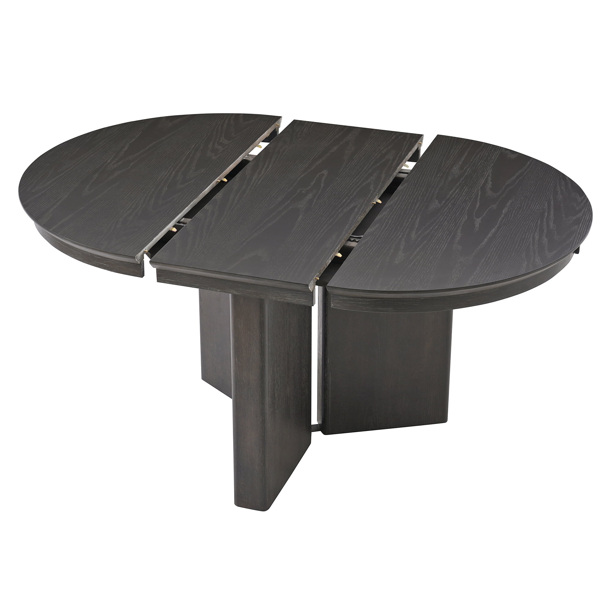 Euroco Round Extendable Dining Table for 4-6, 42"-58" Modern Oval Kitchen Table with Wood Pedestal Base & Adjustable Foot Pads for Kitchen,Dining Room,Espresso