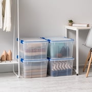 IRIS USA 44 Quart Weatherpro Plastic Storage Bins, Clear, 4 Counts Pack