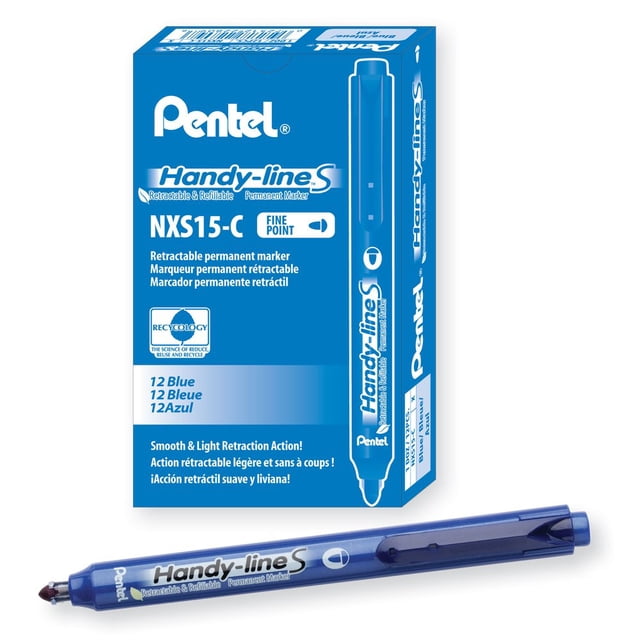 Marcador Permanente Pentel Handy-line S NXS15-C Azul Caja con 12