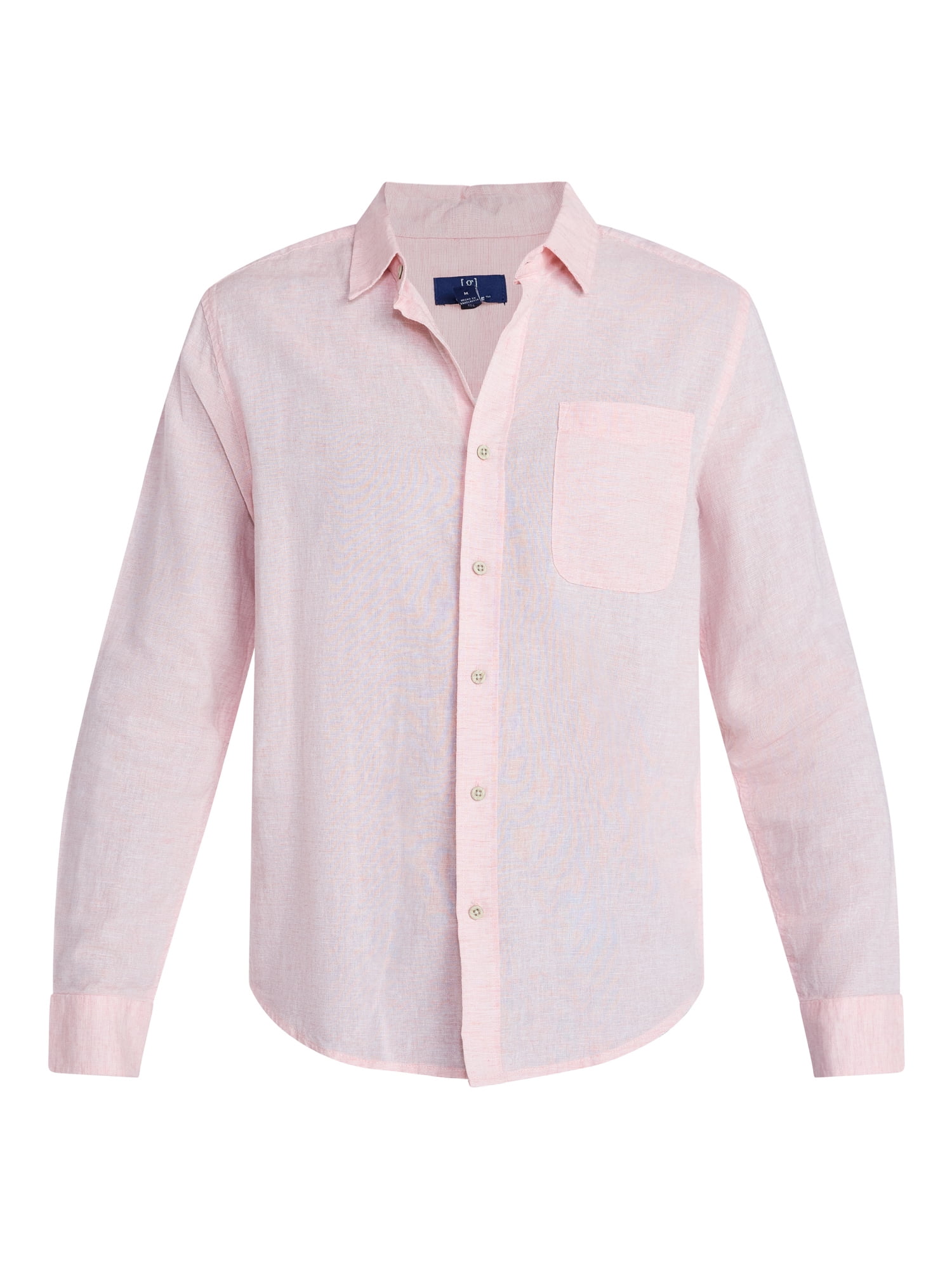 George Men's and Big Men's Linen Blend Button Up Shirt with Long Sleeves, Sizes S-5XL