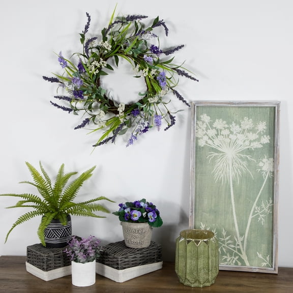 Northlight Lavender and Twig Small Artificial Wreath - 16" - Green and Purple