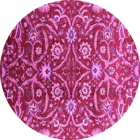 Ahgly Company Indoor Round Oriental Pink Industrial Area Rugs, 5' Round
