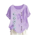 thumbnail image 1 of Birdeem Blouses pour Femmes Mode Imprimée Confortable Ample Manches Courtes Blouse Boutonnée Col Rond Décontracté, 1 of 12