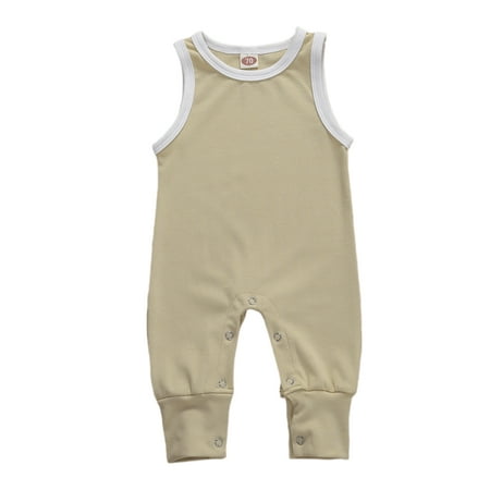 

ZIYIXIN Newborn Baby Boy Girl Romper Jumpsuit Bodysuit Playsuit One-Piece Sleeveless Summer Clothes Khaki 0-3 Months