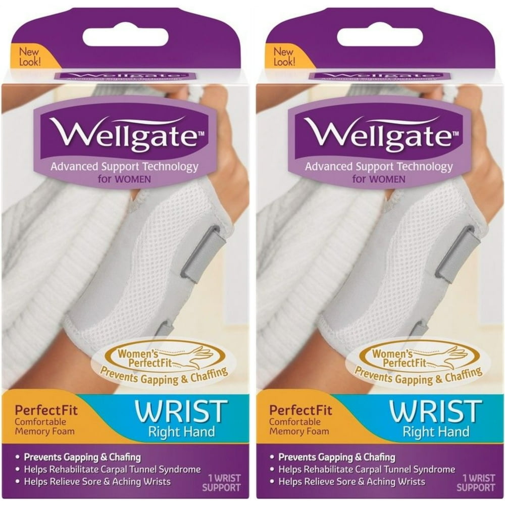 2 Pack Wellgate For Women PerfectFit Wrist Support CARPAL TUNNEL, Right