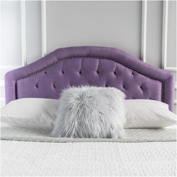 JERFIT Queen & Full Size Upholstered Headboard, Camelback Silhouette, Nailhead Trim