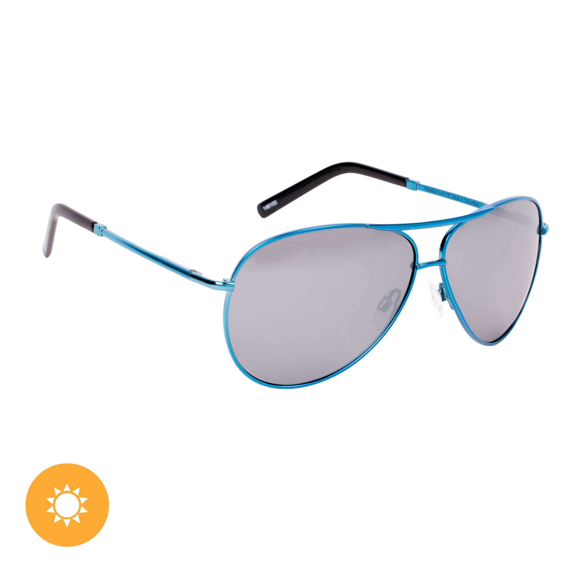 Del Sol Solize Color-Changing Unisex Sunglasses - Paradise Found - Changes  Color from Silver to Blue in the Sun - Polarized Pro, Mirrored Lens, 100%  