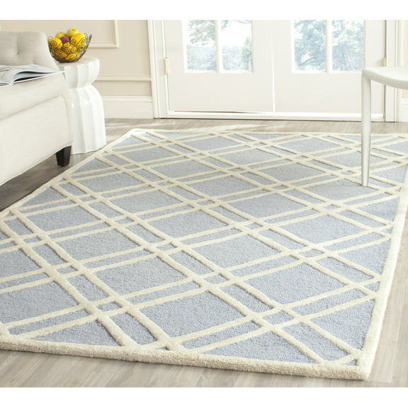 SAFAVIEH Cambridge Judy Geometric Wool Area Rug, Light Blue/Ivory, 2' x 3'