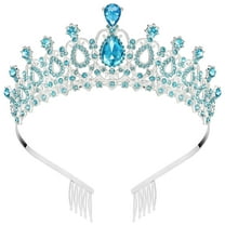 Blue Crystal Crowns and Tiaras for Girl or Women Princess Crown with Comb Queen Crown for Birthday Wedding Prom Pageant Halloween Christmas Cosplay