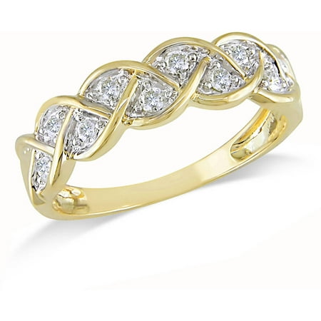 Miabella Diamond-Accent Layers of Hearts 10kt Yellow Gold Ring