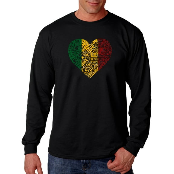 LA Pop Art Men's Word Art Long Sleeve T-shirt - One Love Heart