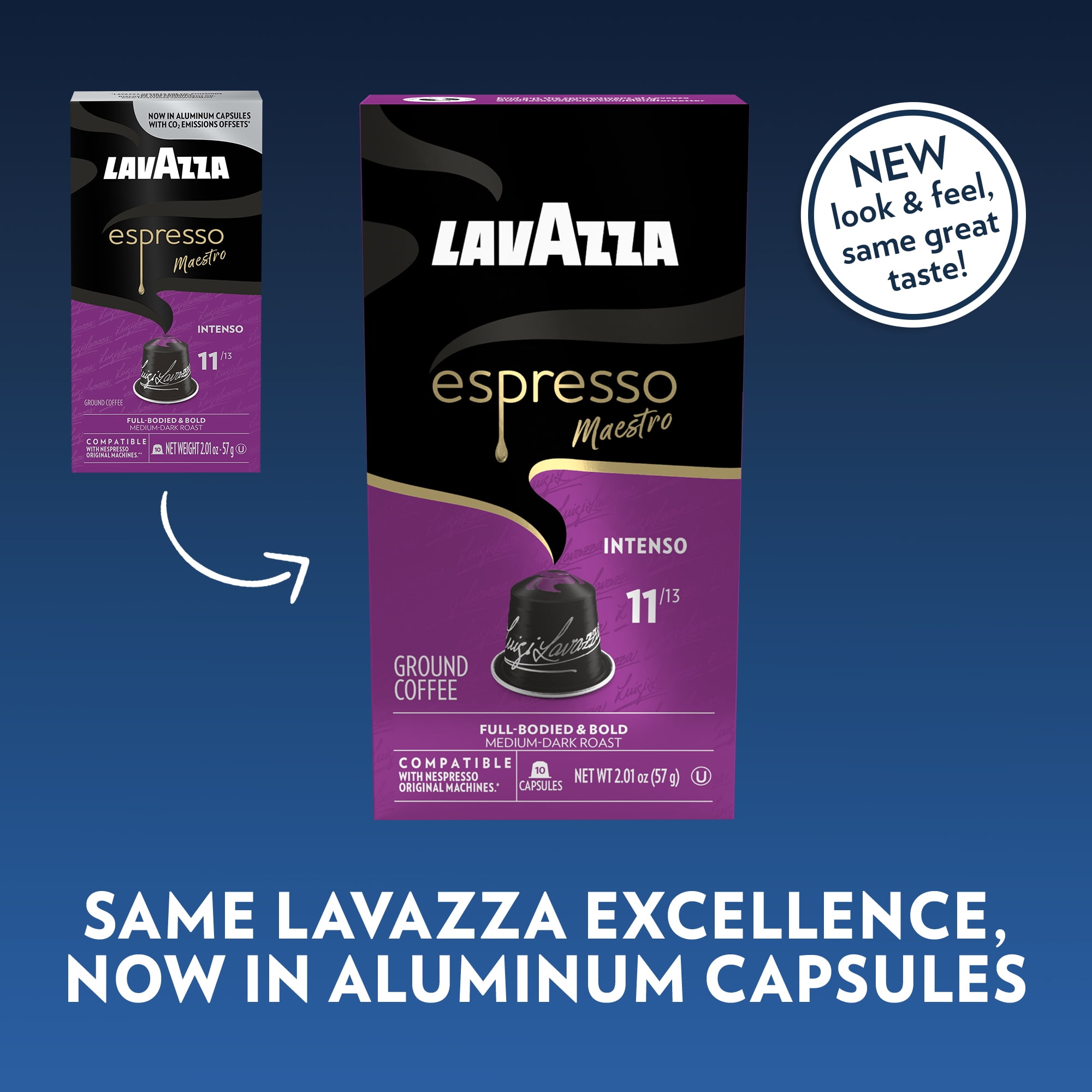Lavazza Espresso Intenso Medium-Dark Roast Aluminum Capsules Compatible with Nespresso Original Machines (Pack of 60)