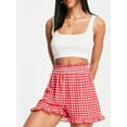 thumbnail image 5 of Yunliwuli Women's Summer Casual Boxer Shorts Elastic Waistband Wide Leg Plaid Shorts Streetwear, 5 of 8