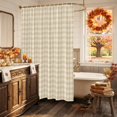 thumbnail image 5 of Cream Plaid Shower Curtain, Waterproof Shower Curtains for Bathroom, Gingham Checked Minimalist Modern Washable Fabric Bathtub Curtain Set Bath Decor with 12 Hooks 48"x72", 5 of 8