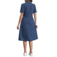 thumbnail image 3 of INSPIRE CHIC Women's Denim Dress Short Sleeves Turndown Collar A-Line Button Up Jean Midi Dresses L Dark Blue, 3 of 6