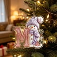 thumbnail image 4 of romoty Personalized Christmas Letter Ornaments, Cute Purple Snowman Initial Pendants, 2D Flat Acrylic Monogram Tree Car Mirror Decor, 4 of 7