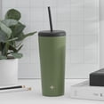 thumbnail image 2 of JoyJolt Vacuum Insulated Tumbler with Flip Lid and Straw - 20 oz - Green, 2 of 7