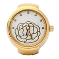 thumbnail image 2 of Reloj de dedo con anillo, esfera redonda, estampado de flores rosas, reloj de cuarzo para mujer, dorado, 2 of 11