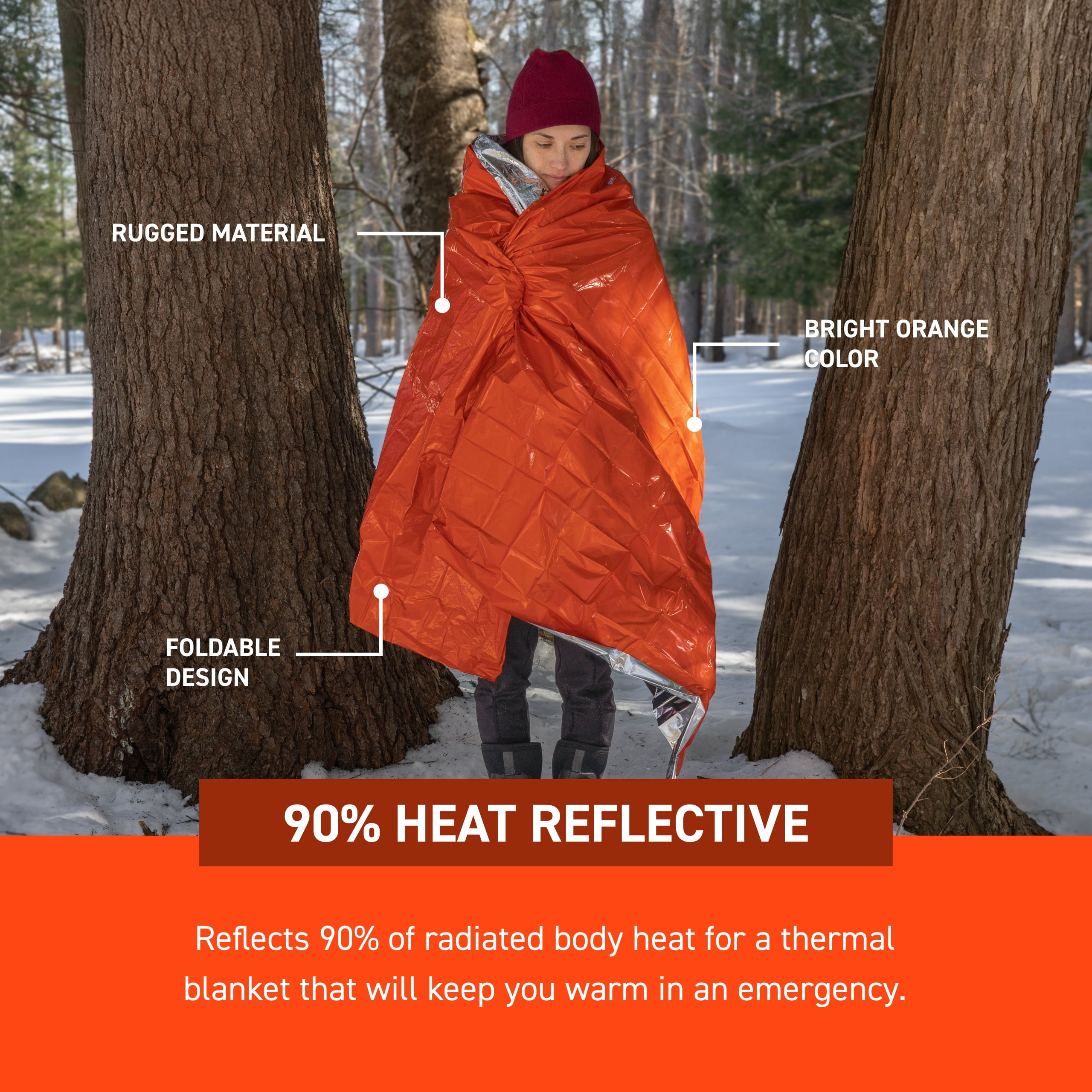 Survive Outdoors Longer 90% Reflective Emergency Blanket, Pack of 4