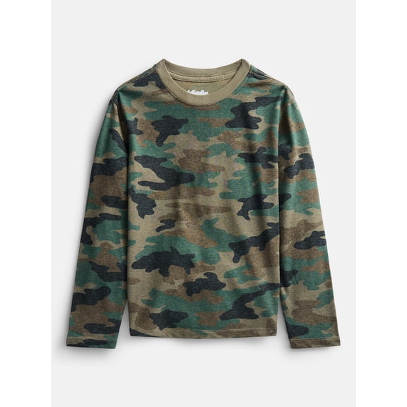 Wonder Nation Boys Printed Tee with Long Sleeves, Sizes 4-18