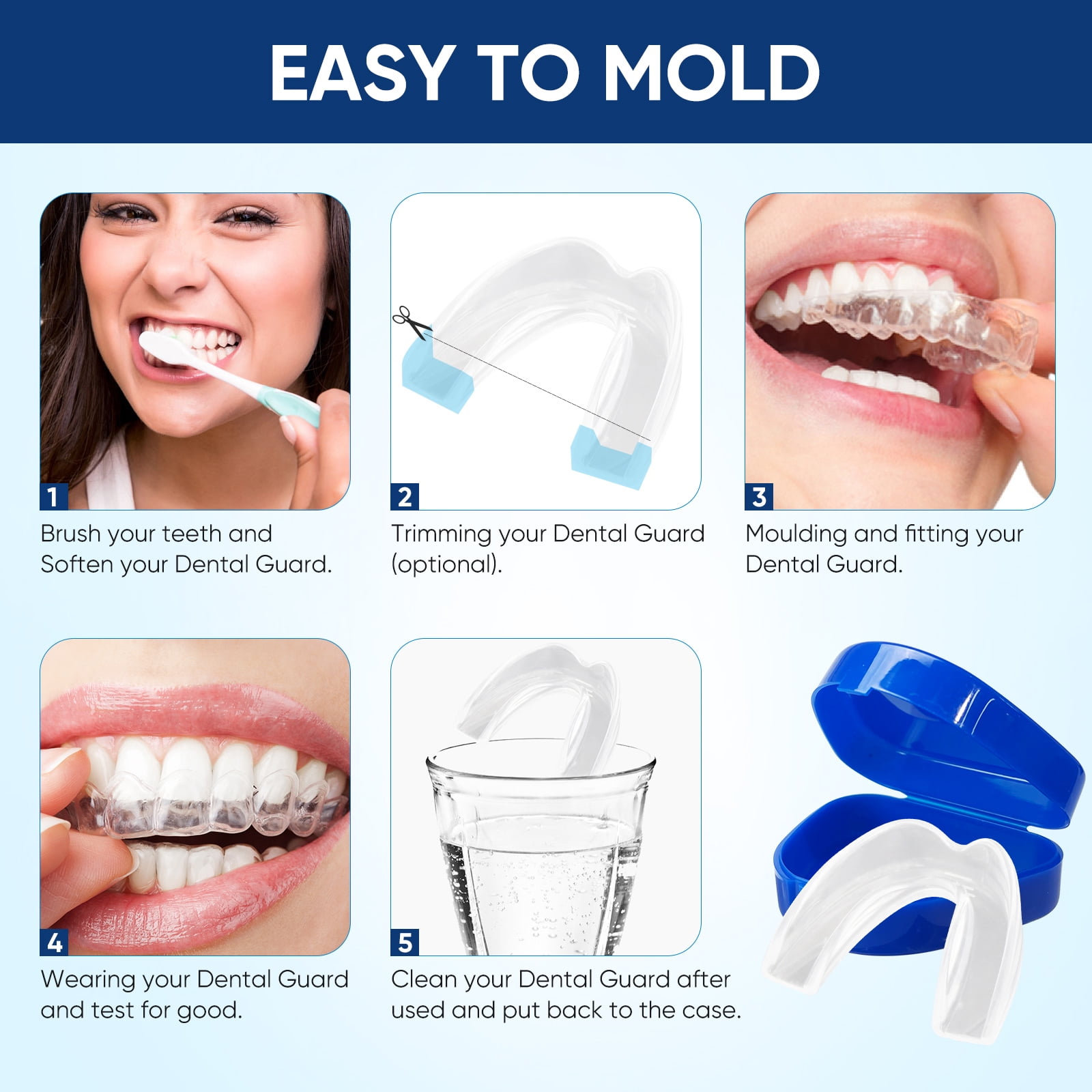 Mouth Guard For Clenching Teeth At Night, Mouth Guard For Grinding Teeth At Night, Night Mouth Guards For Teeth Grinding, Nighttime Protection for Teeth 4 Pack