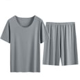 thumbnail image 2 of uublik Mens Pajamas Set Short Sleeve Sleepwear 2 Piece Pj Sets for Men Soft Nightwear with Pockets, Gray, 2 of 7