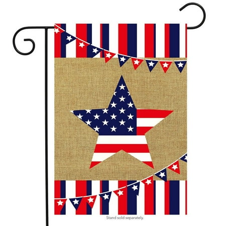 Blue Star Flag - patriotic star burlap garden flag usa red white & blue 12.5