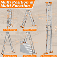 thumbnail image 6 of 17FT Telescoping A-Frame Ladder with Wheels & Stabilizer Bar, 330lb Capacity Multi-Position Folding Ladder for Stairs, Roof, Home & Outdoor Use, 6 of 7