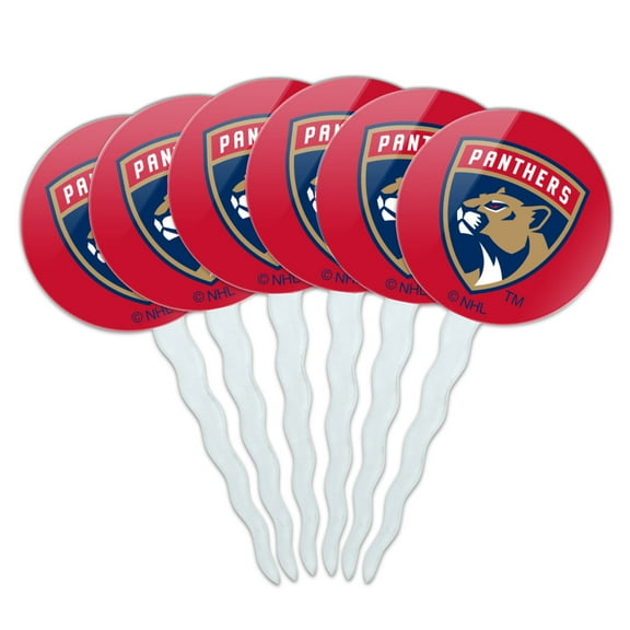 NHL Florida Panthers Logo Cupcake Picks Toppers Decoration Set of 6