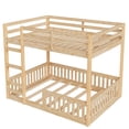 thumbnail image 6 of Harper & Bright Designs Full over Full Wooden Bunk Bed with Ladder and Guardrails, Low Floor Full Size Bunk Beds with Slats Support, Natural, 6 of 12