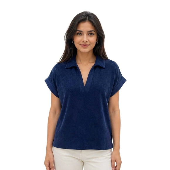 Tommy Bahama Polo en Éponge à Boucle Suncoast pour Femmes, Haut Côtier, P/T (S04)